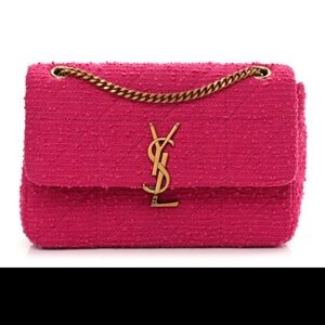 YSL tweed Monogram Medium Jamie Fuchsia